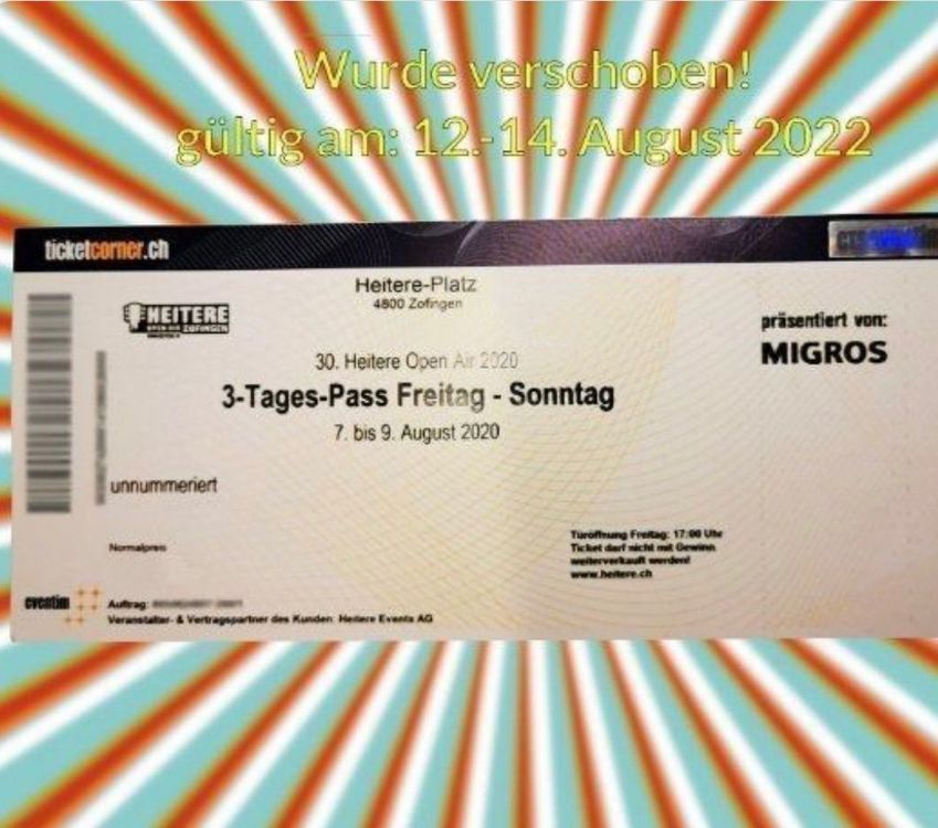 Heitere Festival 3Tagespass Open Air Zofingen 3 Tages Kaufen auf Ricardo