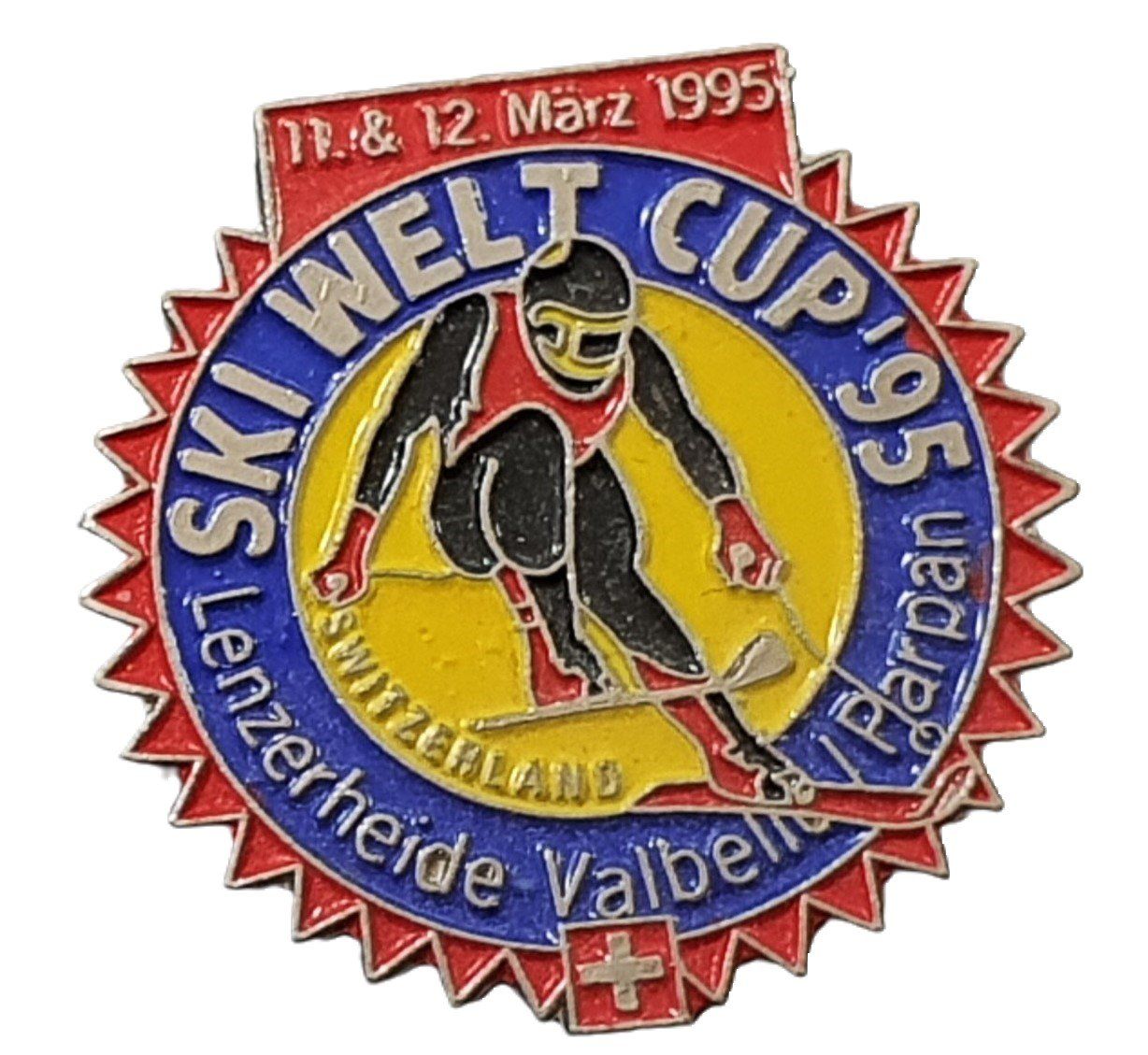 Plaketten & Abzeichen: V004 - Pin Ski Welt Cup '95 Lenzerheide Valbella Parpan – Gebraucht aus Reinach BL von Boston-Verkauf