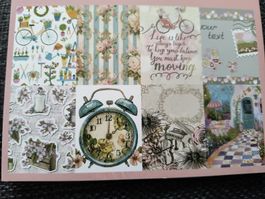 DIY Scrapbooking Papier 15x15cm 24 Designs Vintage Blumen 