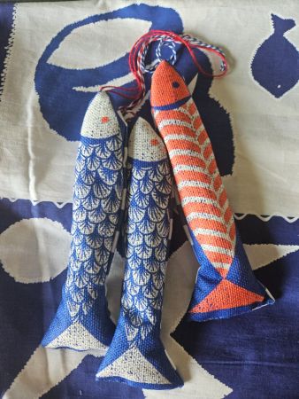 3 poissons tissu et lavande à suspendre