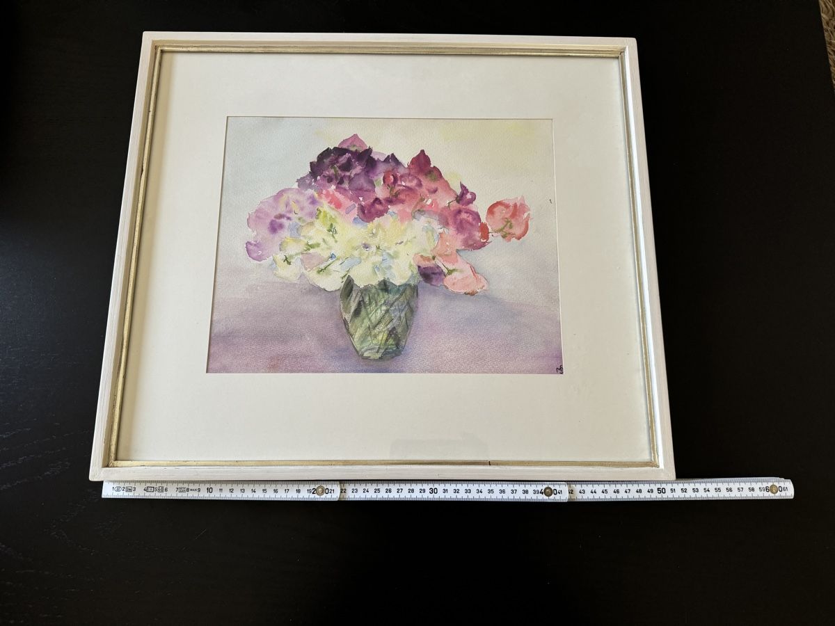Dipinti: Max Staub: Aquarell Blumenbild, gerahmt, signiert MS – Usato da Erstfeld venduto da Mario_boe0 1
