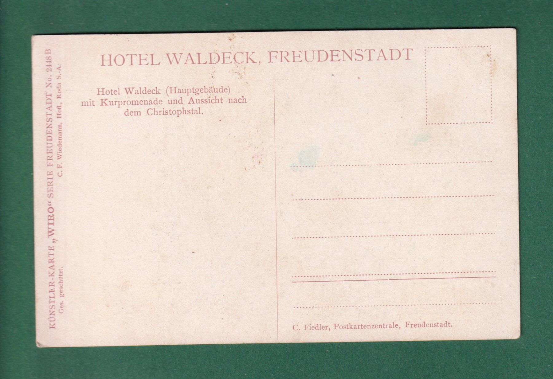 Cartoline postali: FREUDENSTADT - Hotel Waldeck – Usato da Pully venduto da nicecards-shop 1