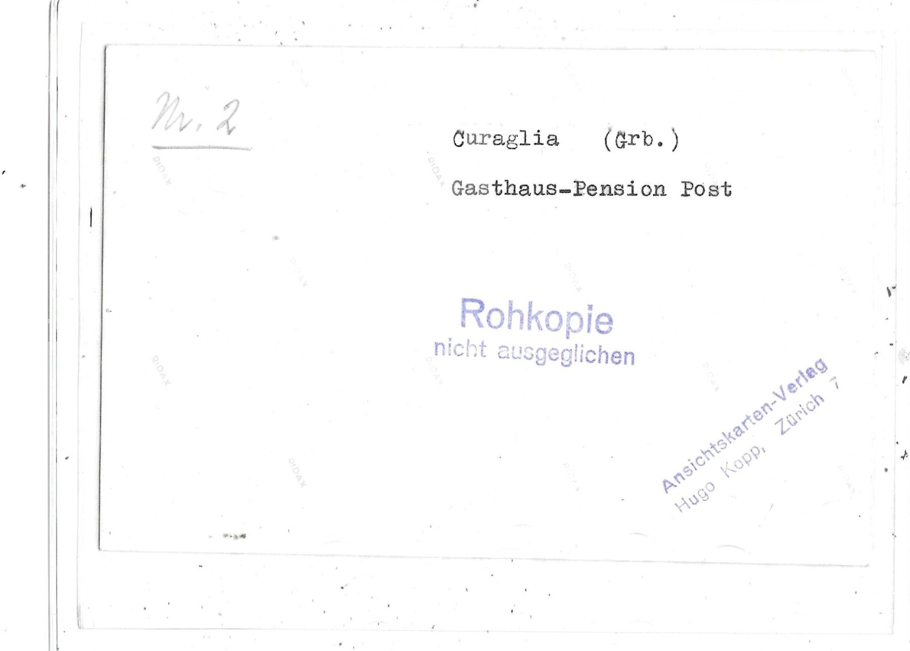Cartoline postali: GR Curaglia Gasthaus-Pension Post mit Oldtimer – Usato da Schocherswil venduto da Wilare 1