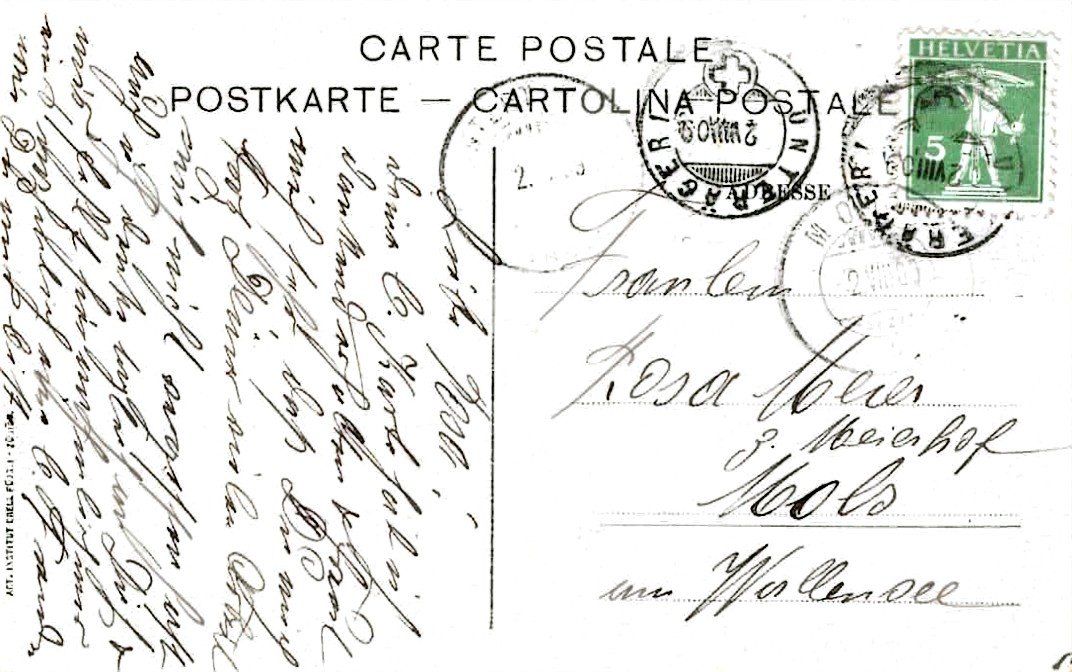 Cartoline postali: Unterägeri, Hotel Seefeld, 1909 – Usato da Flums venduto da Guscha1 1