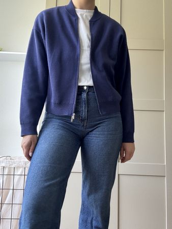 Strickjacke blau Reissverschluss Grösse M