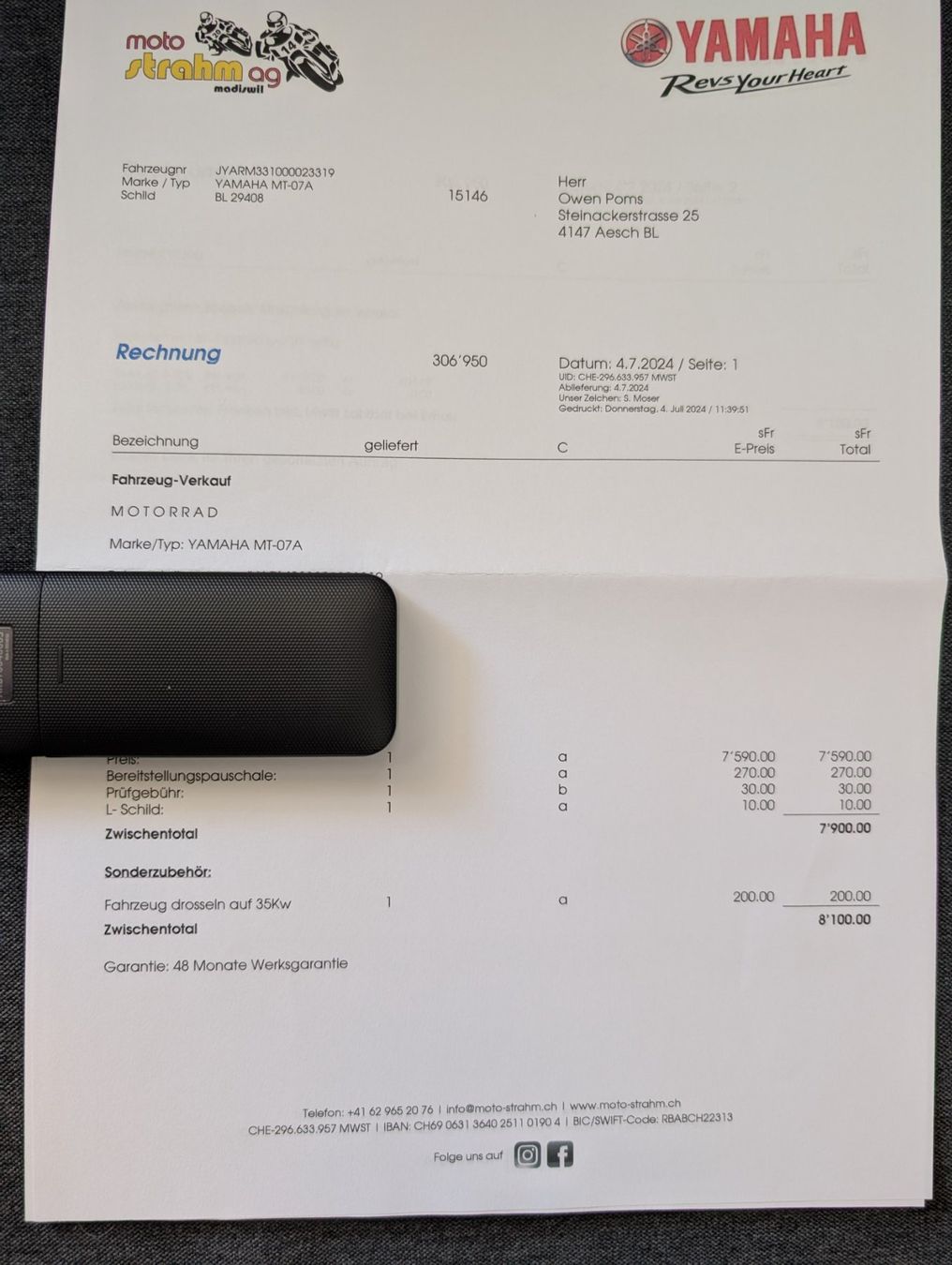 Yamaha Strada: Yamaha MT07 2023(35kw) Arrow. YAMAHA GARANTIE BIS 2028 – Usato da Reinach BL venduto da OwenPoms 4