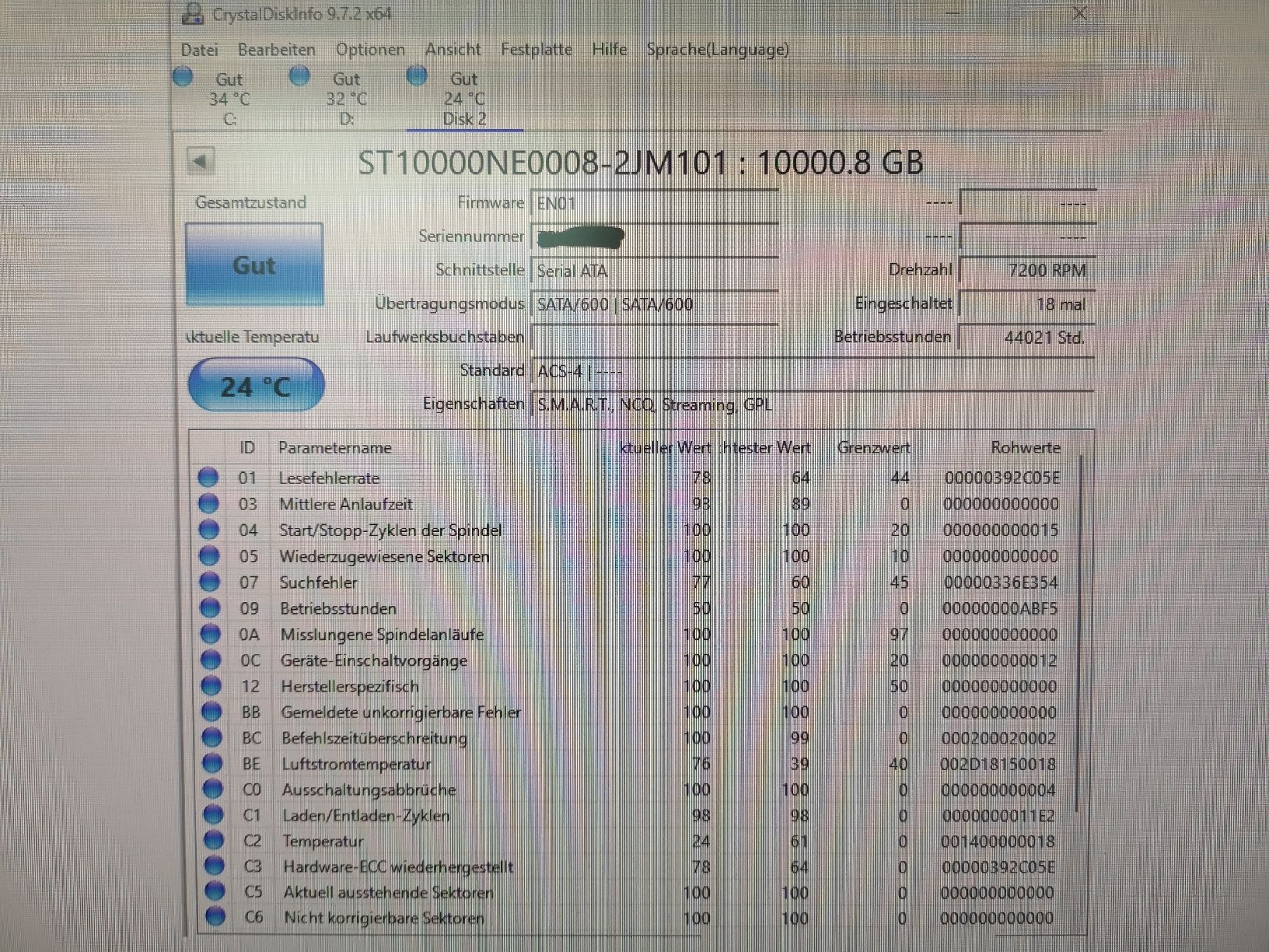 Seagate Harddisks: Seagate IronWolf Pro 10TB HDD – Gebraucht aus Zürich von kiwi2024 2