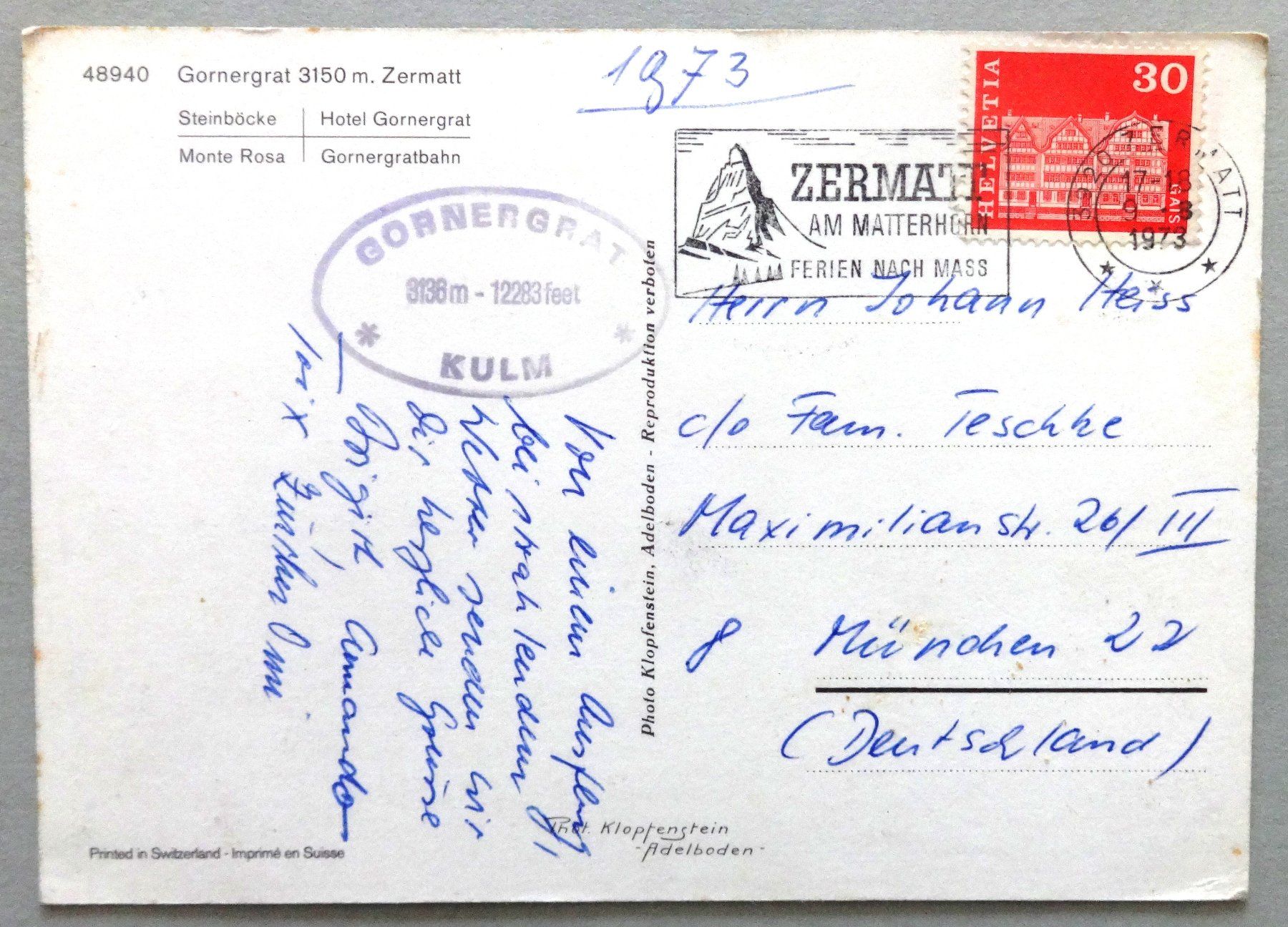 Cartoline postali: Gornergrat 3150 m - Zermatt – Usato da Fétigny venduto da Billy2miny 1