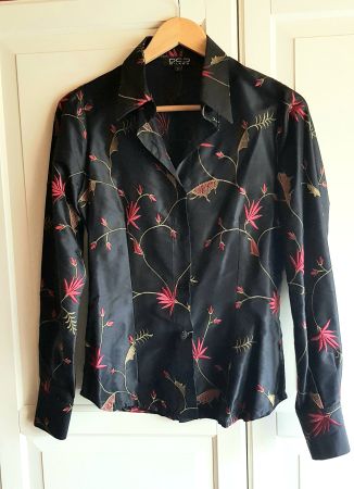 Elegante Bluse Seide Stickerei Gr 34-36 Milano