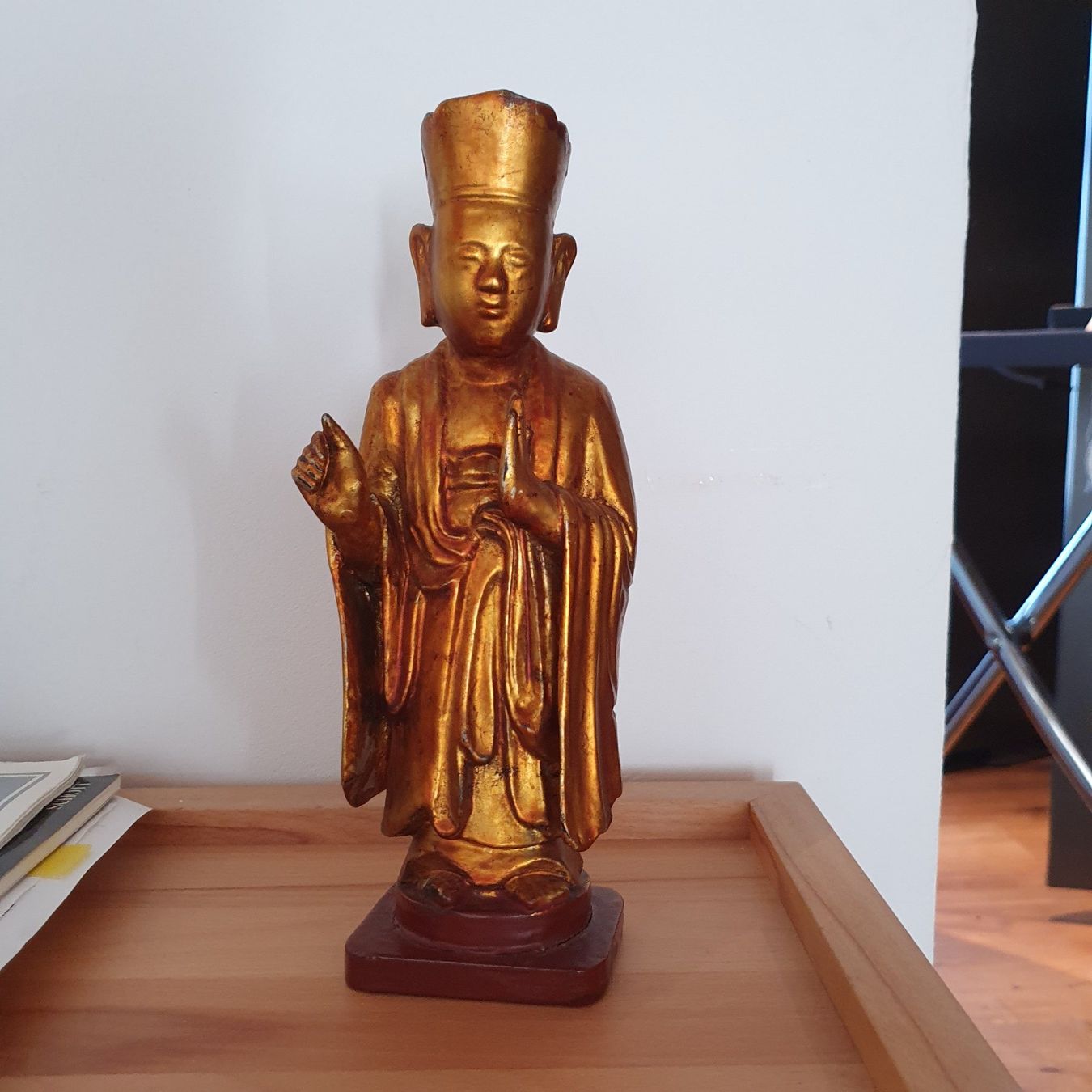 Sculture & Statue: Antiker Buddhistischer Mönch Burma/Java,Holz vergoldet – Usato da Sirnach venduto da Lemon04
