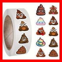 Stickerrolle 500 Stück Kacke Scheisse Emoji Shit Smiley
