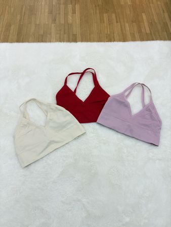 3 Sport BHs Set gerippt rot beige lila Grösse XS neu