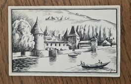 Pro Juventute Karte, Reproduktion Stich Schloss Rolle
