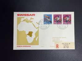 Swissair Erstflugbrief Zürich-Kinshasa 1970