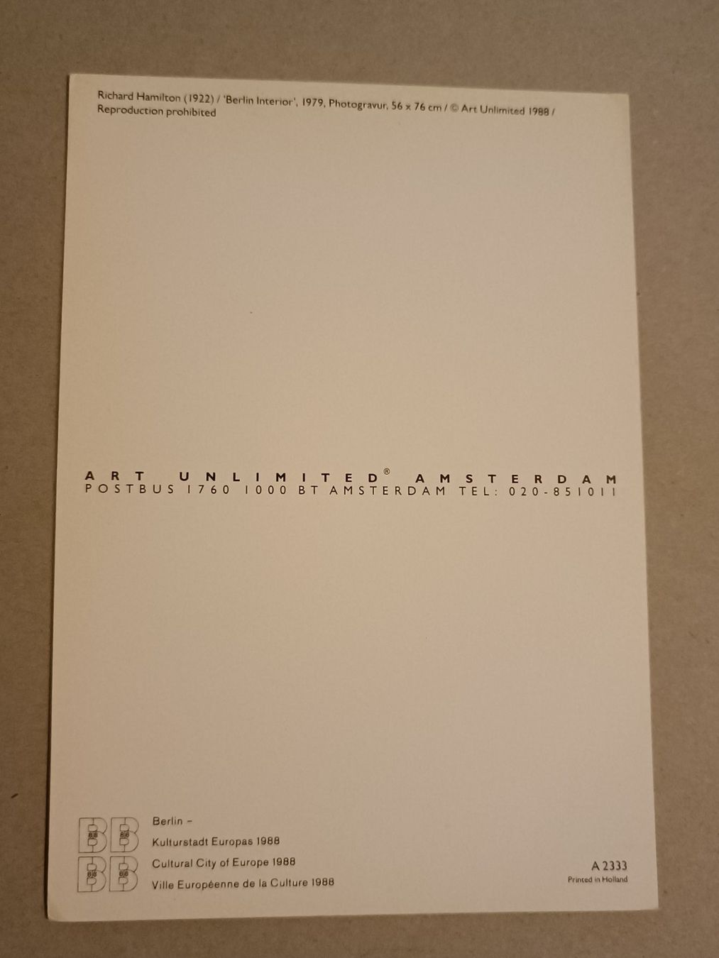Autogramme: Richard Hamilton - Künstler - handsigniert - 2011 verst. – Gebraucht aus Menziken von Artographs 1