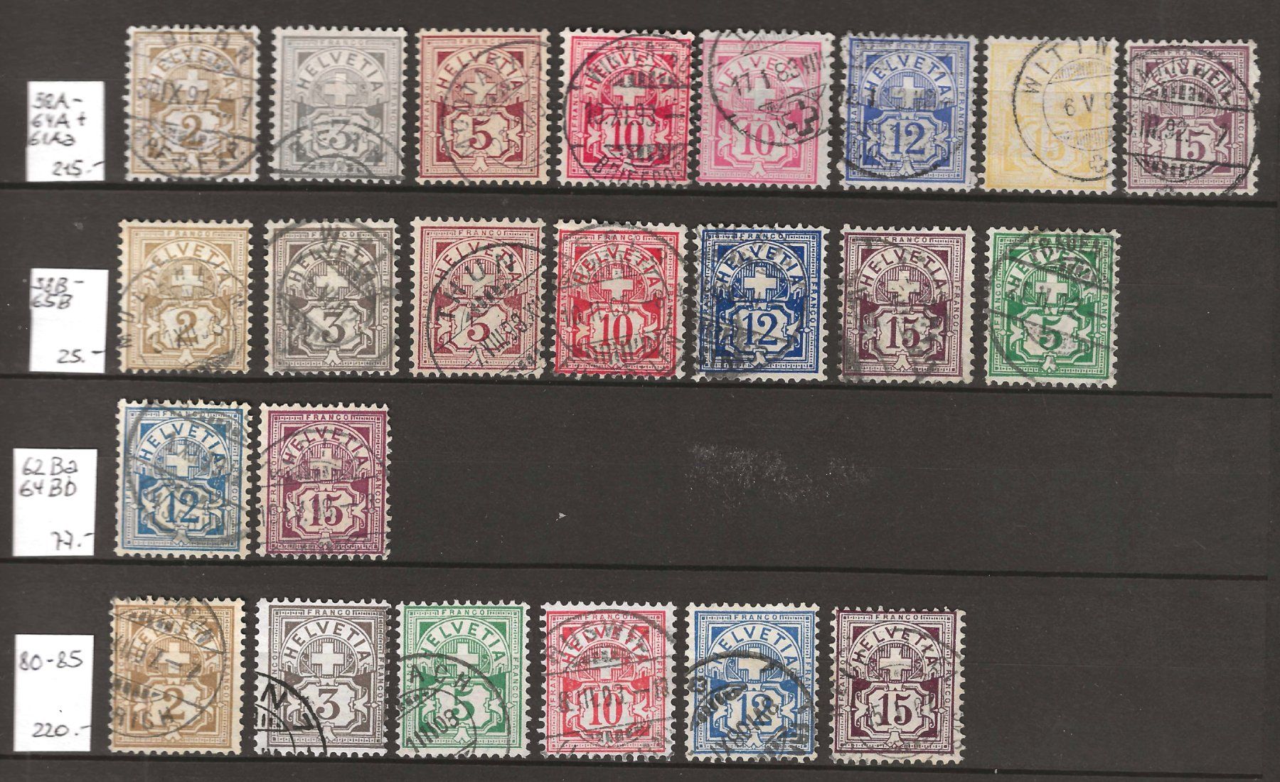 Tutti i francobolli: 1882-1906 : 3 Serien Ziffermuster : KP 535.-- – Usato da Gümligen venduto da Geniusbuy