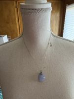Halskette mit Chalcedon-Anhänger Blau-Band-Achat 925 Silber