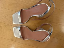 Sandaletten Asos Design silber Strass Absatz neuwertig