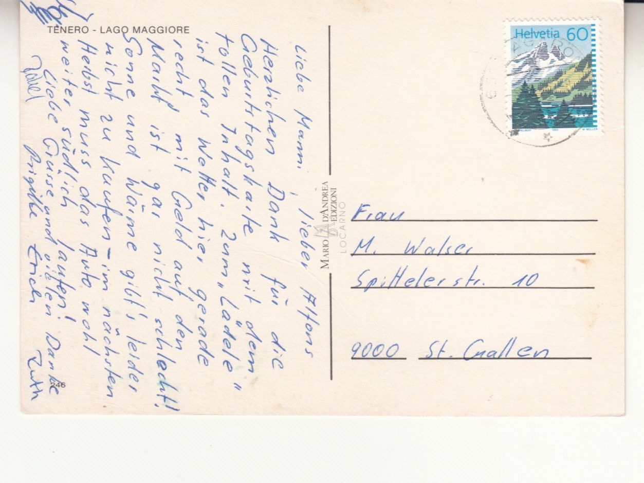 Cartoline postali: Tenero 1993 – Usato da Bürglen TG venduto da StampGraf 1