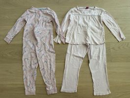 2 pyjamas 110-116cm 4-5-6 ans rose poudré licorne étoiles 
