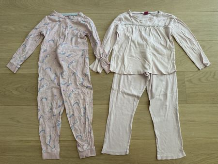 2 pyjamas 110-116cm 4-5-6 ans rose poudré licorne étoiles 
