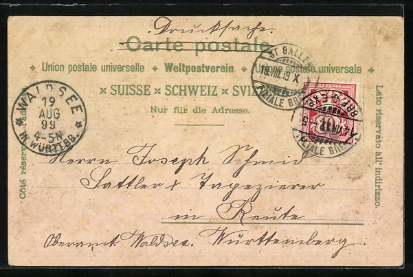 Ansichtskarten: Litho St. Gallen, Restaurant Falkenburg, – Gebraucht aus Berlin von bartko-reher 1