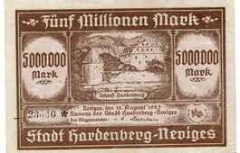Hardenberg 5 Mil.Mark 15.08.1923 SS++-VZ
