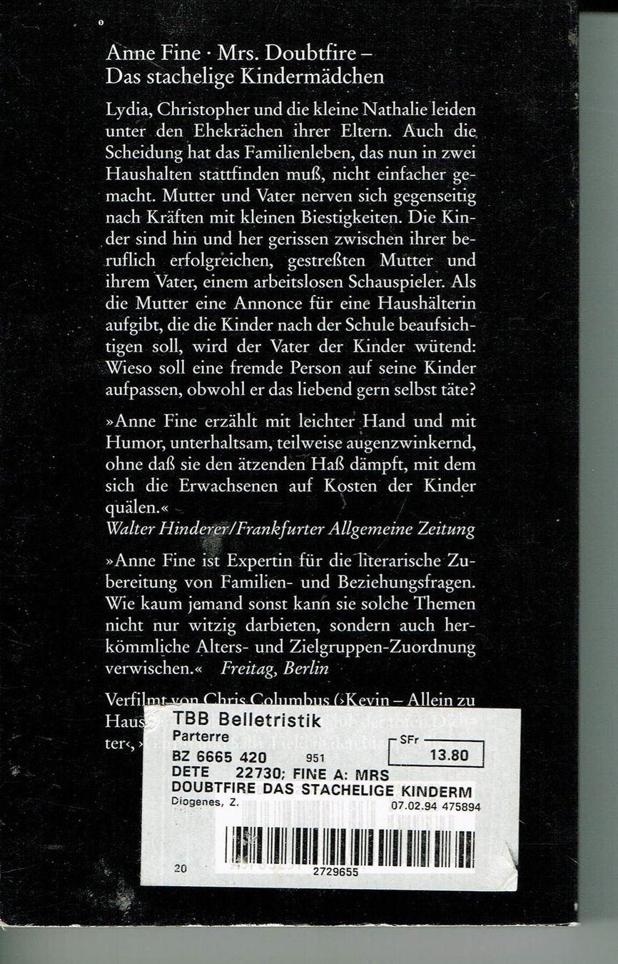 Libri: Anne Fine - Mrs. Doubtfire – Usato da Nunningen venduto da mercury-for-books 1