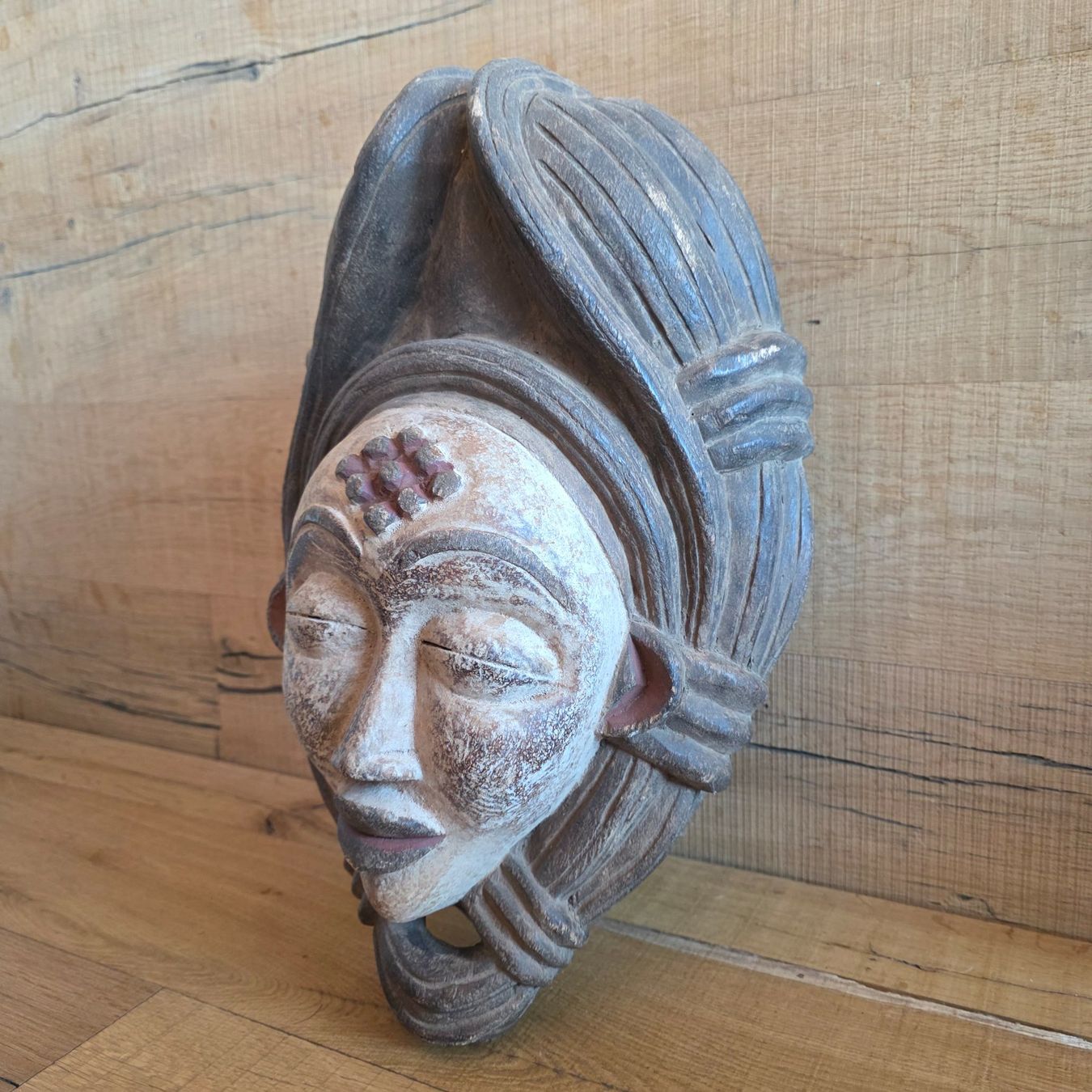 Internationale Kunst: 🐸 HOLZMASKE MUKUDJ MOKOI PUNU MASKE GABUN MASKE AHNENMASKE – Gebraucht aus Môtier (Vully) von Frogs 5