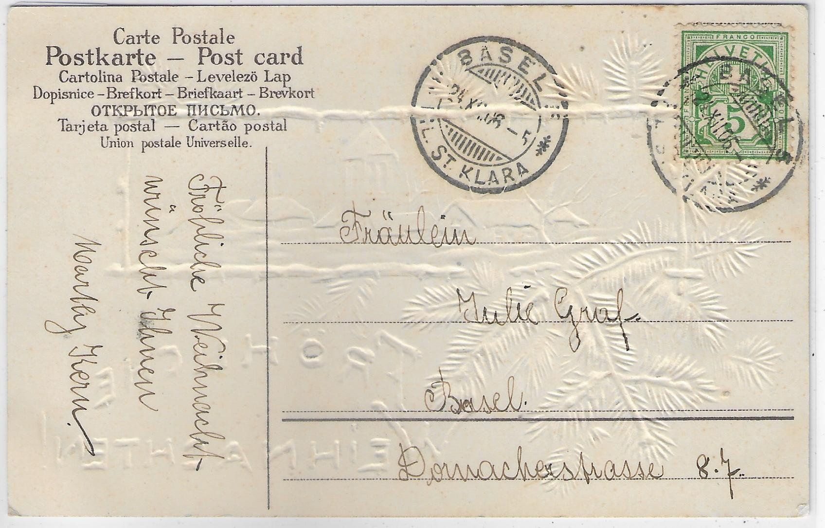 Cartoline postali: Fröhliche Weihnachten! - Präge-Litho – Usato da Ettingen venduto da Kartenplanet 1