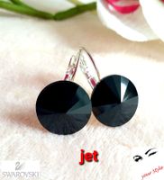 Ohrringe mit Swarovski Rivoli 14mm, Farbe  jet