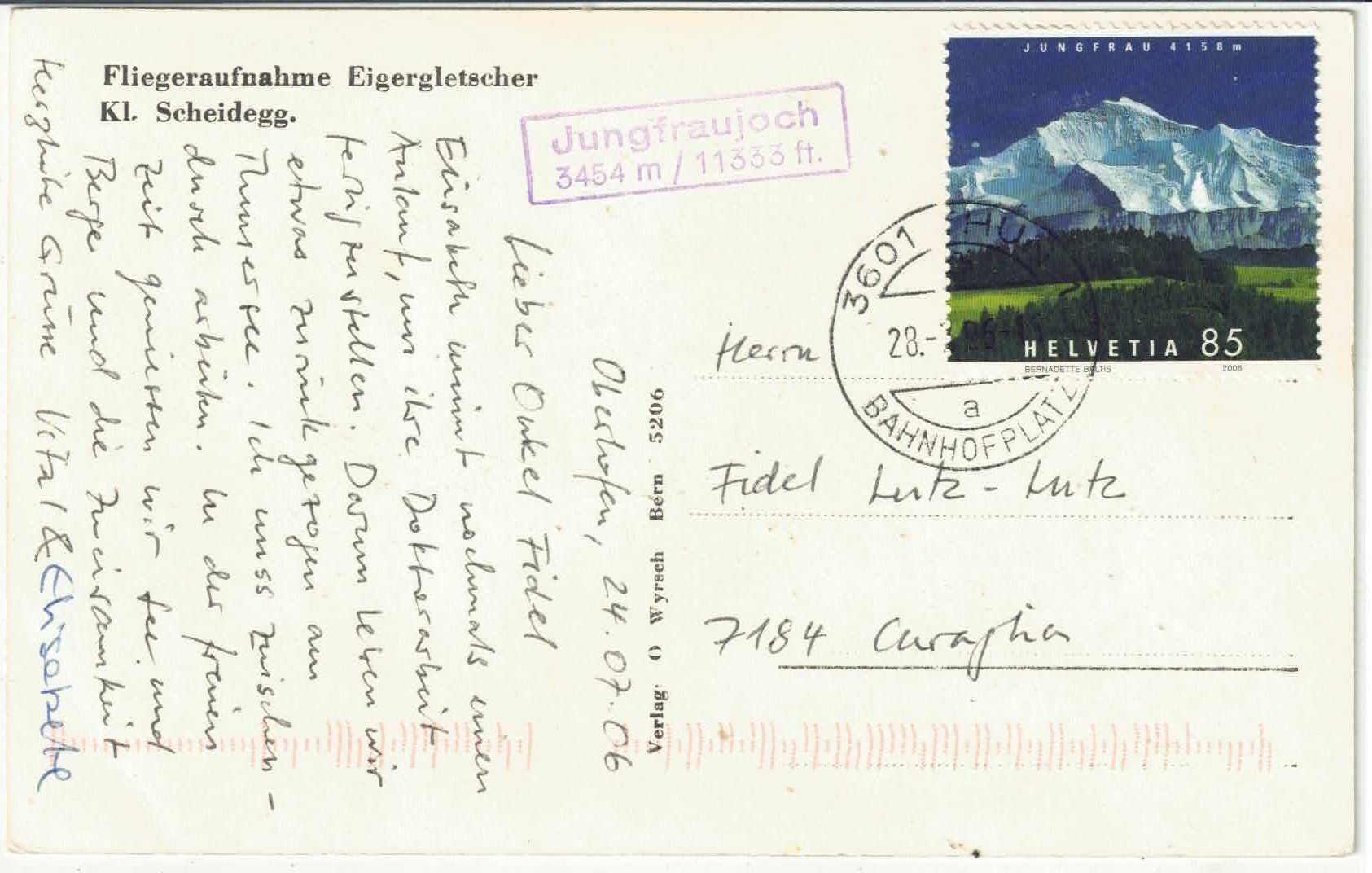 Cartes postales: Fliegeraufnahme Eigengletscher Kl. Scheidegg - O.Wyrsch – D'occasion à Ettingen par Kartenplanet 1