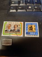 Lot de 2 timbres de Bolivie, années 1957 et 1982, à saisir!