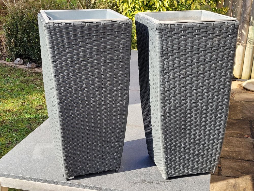 2 Stk PFLANZ GEFÄSS RATTAN TOPF für Lounge, passt zu Lechuza Kaufen