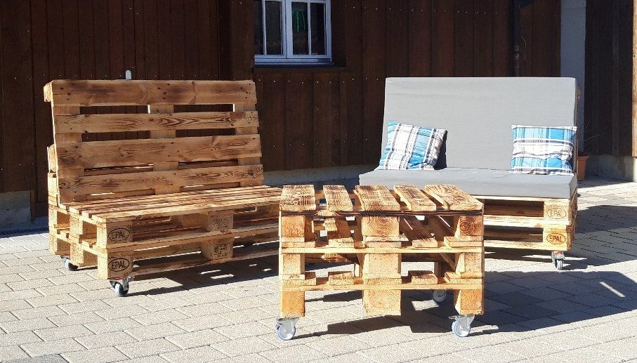 Pallets: Paletten Lounge Gartenmöbel Set mit Rollen – Usato da Nesslau venduto da Leana05 3