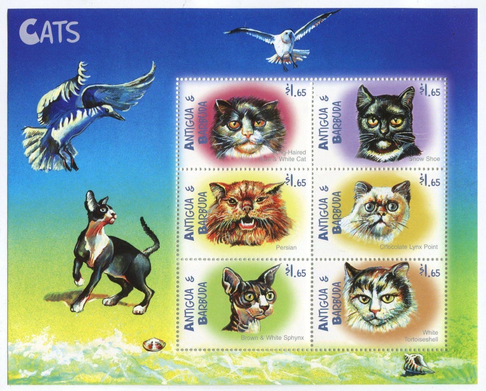 Tutti i francobolli: Block "Katzen". Antigua und Barbuda. – Nuovo e nell'imballaggio originale da Basel venduto da Butsch5