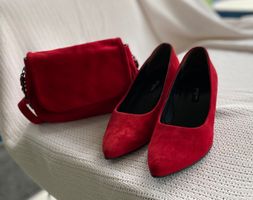 Rote Paul Green Wildleder Pumps, Gr. 36 + Tasche!