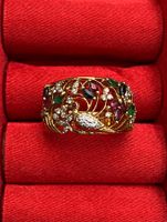 Ring 18 K GG / div. Edelsteinen in Form eines Vogels