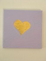Acryl Bild mit Blattgold Herz lila