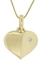 Herzanhänger Gold 333 voll, elegant, massiv Diamant