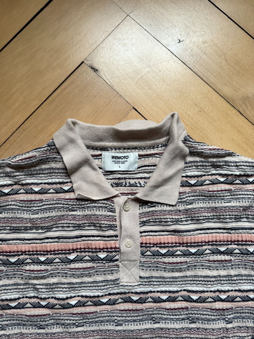 Magliette Polo: WEMOTO - Polo Strickshirt beige gemustert L – Usato da Zürich venduto da Diazaio 1