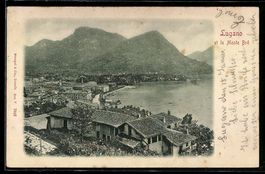 Relief-AK Lugano, Ortsansicht mit Blick 