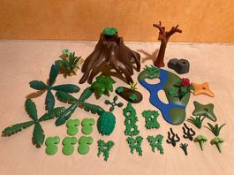 Playmobil Lot plantes, arbres, jungle, rivière + accessoires
