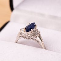 Sapphire Diamond Ring Platinum Pt900 (Untreated Royal Blue)