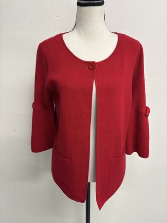 Rote Strickjacke mit Schleifen Gr. 40/42 Cardigan Viskose
