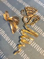 3 devants de broches Mid century plaquée or