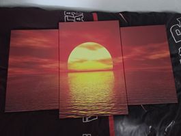 3-Piece Sunset Canvas Print Set Wall Art Ready to Hang