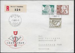 1949 R/FDC BERNE Technik/Landschaft nach INNSBRUCK ab 1.-