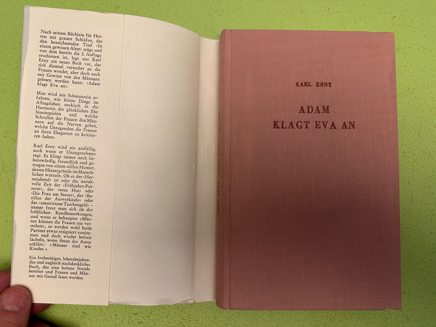 Libri: Karl Erny: Adam klagt Eva an. – Usato da Zürich venduto da allp 1