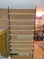 Vintage Regalsystem Metall Holz,  höhenverstellbar zerlegt